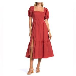 NWOT ASTR the Label Poplin Puff Sleeve Tiered Maxi Dress